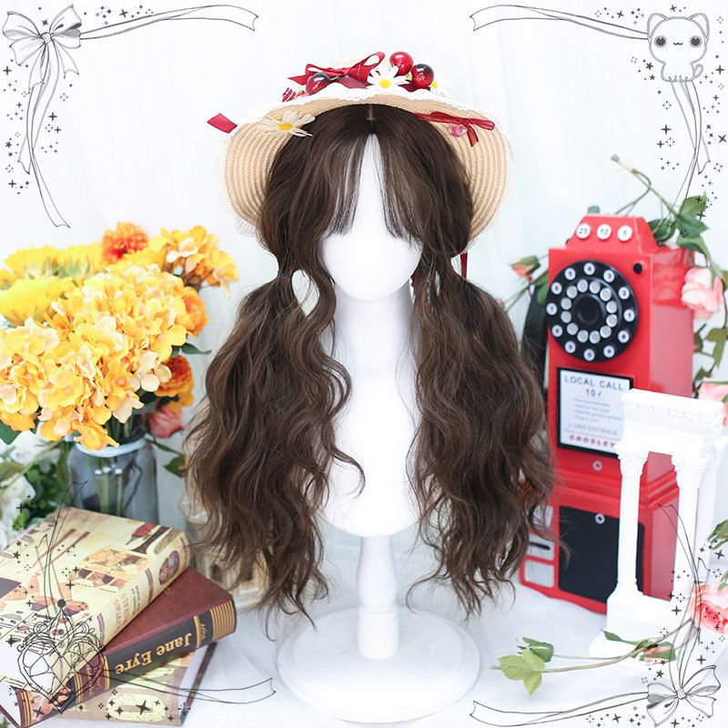Lolita Wig Long Curly Hair Waffle Style Daily Natural Full Wig Female Cosplay Cute One-Piece Lolita Wig Long Curly Hair Waffle Style Daily Natural Full Wig Female Cosplay Cute One-Piece