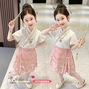 Girls' Hanfu Set Summer 2025 New Chinese Style Traditional Chinese Clothing Children's Ancient Style Tang Suit Baby Clothes