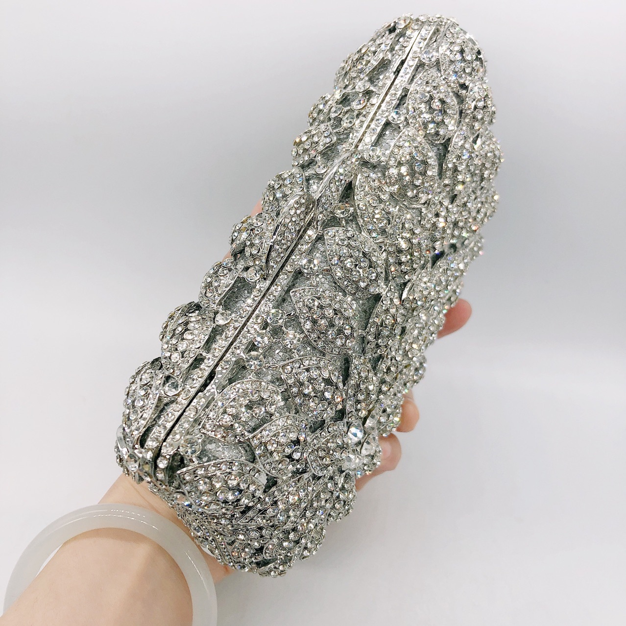 Túi clutch dạ hội đính kim cương thủ công phong cách Âu Mỹ kiểu vuông ngang — Màu vàng