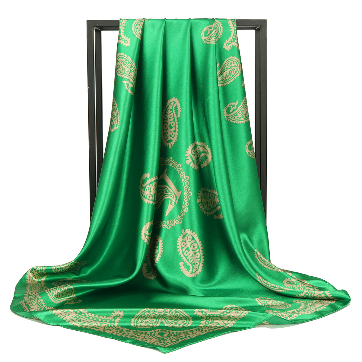 Women's Gender Printing Design Women's Streetwear Cashew Nuts Satin Printing Silk Scarf