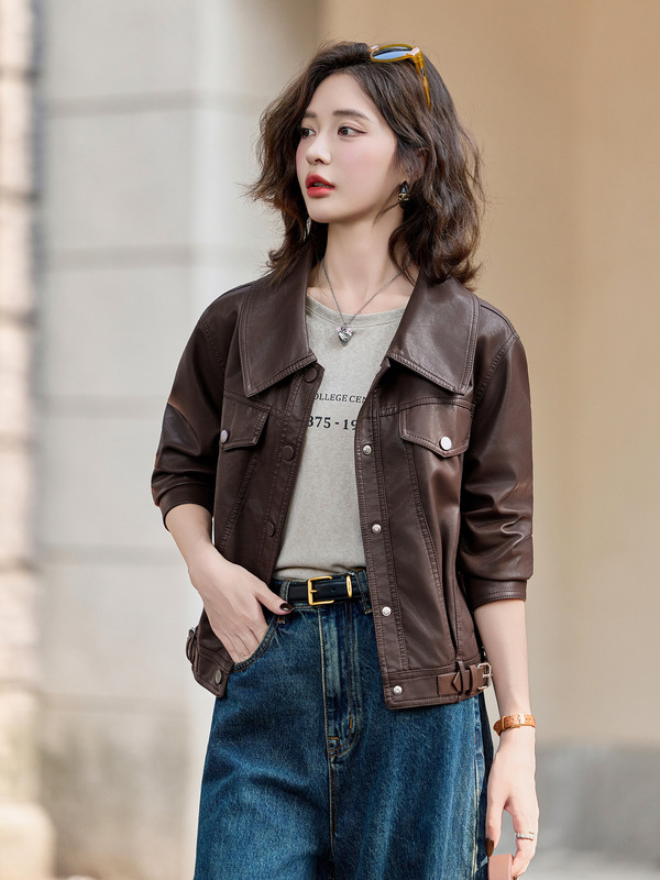 2025秋新款皮衣外套女短款高级感休闲小个子机车服pu皮夹克ZH2602|undefined