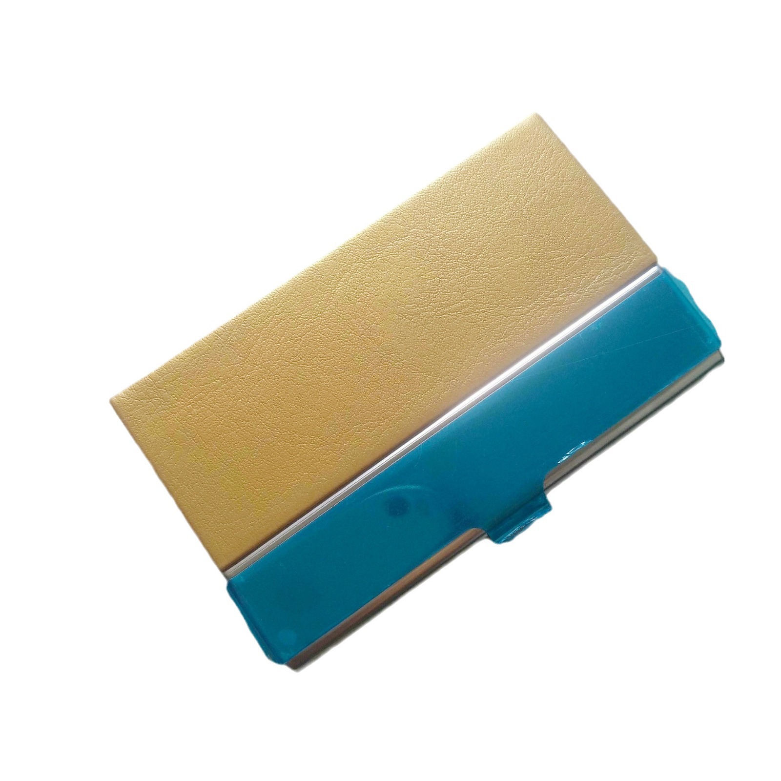 PU de cuero de acero inoxidable titular de la tarjeta de visita de los hombres de negocios de gran capacidad portátil portátil creativo metal de las mujeres lote de la caja de la tarjeta de visita