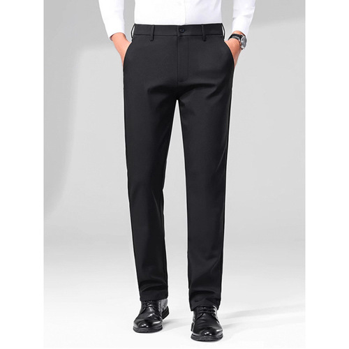Men's Velour-lined Autumn/Winter Elastic Leisure Pants with Business Design