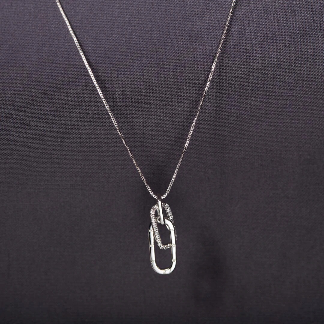 Solid Color Pattern Women's Gender 925 Sterling Silver Zircon Inlay Solid Color Pendant Necklace