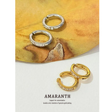 镶锆石满钻半圈细钻无耳洞耳夹 钛钢电镀18k金