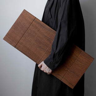Myanmar Teak Tea Tray Pure Solid Wood Sawtooth Pattern Tea Tray Dry Tea Table Wabi-Sabi Style Log Pot Holder