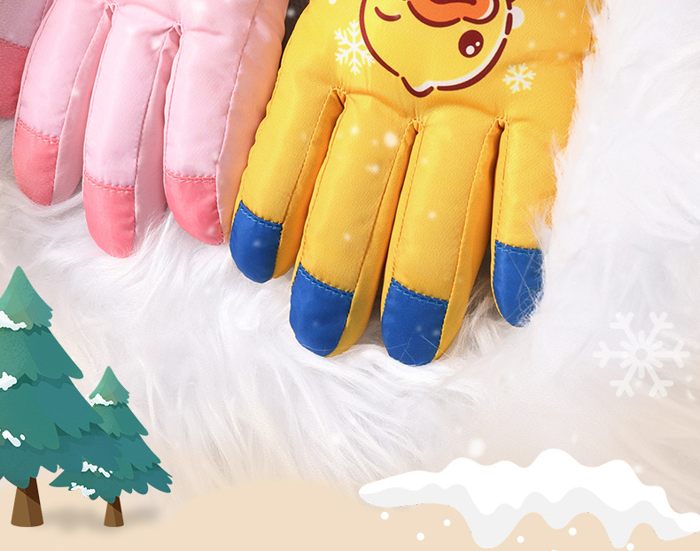 B.duck Little Yellow Duck Children's Ski Winter Boys Waterproof Non-slip Thickened Cold-proof Warm Gloves Girls_voghion.com