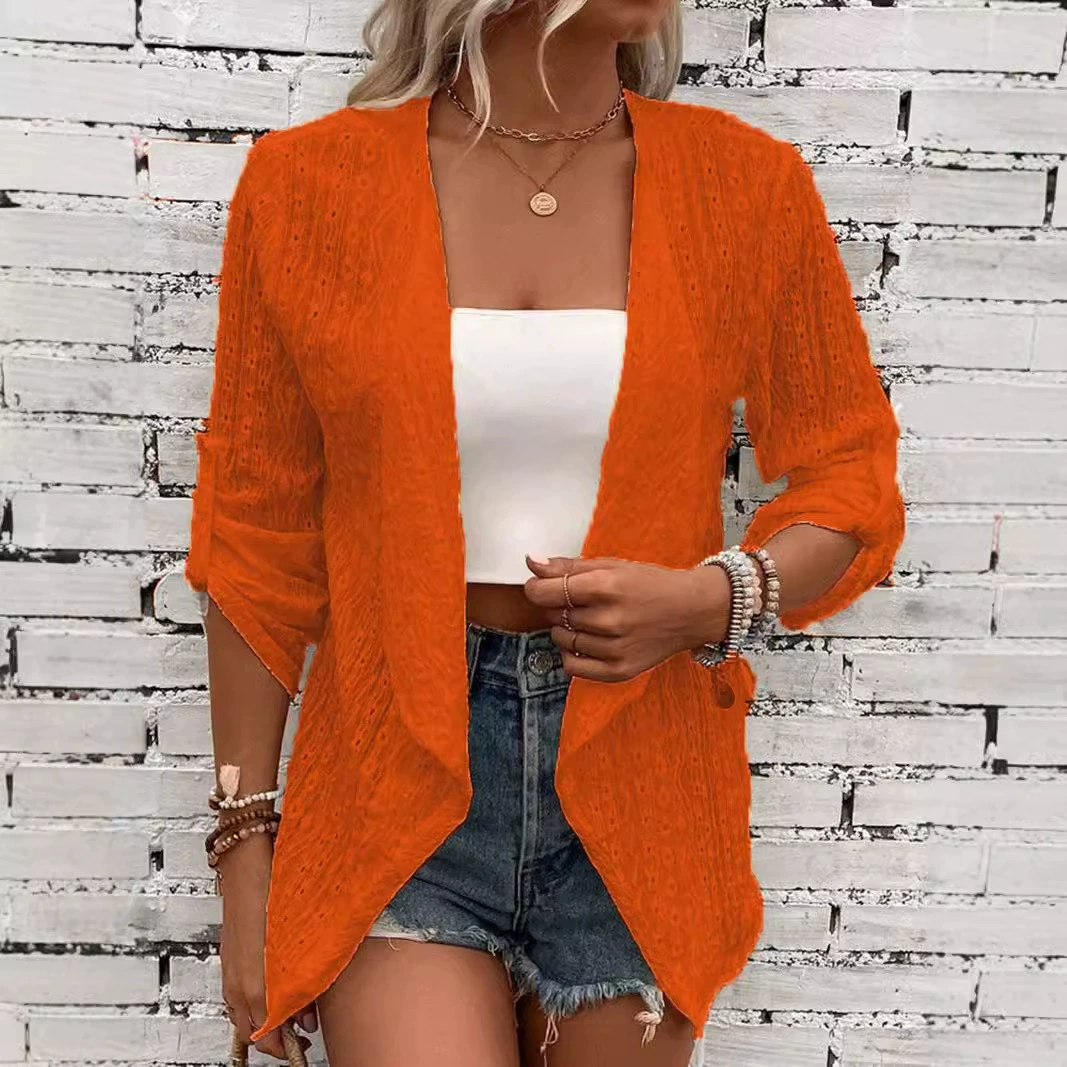 Осень-зима 2024, европейский и американский Amazon TEMU, независимая станция, трансграничный новый женский однотонный повседневный вязаный кардиган