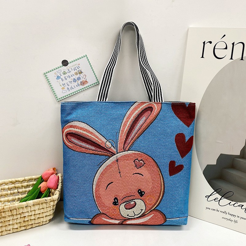 Handheld cartoon ethnic retro cloth bag