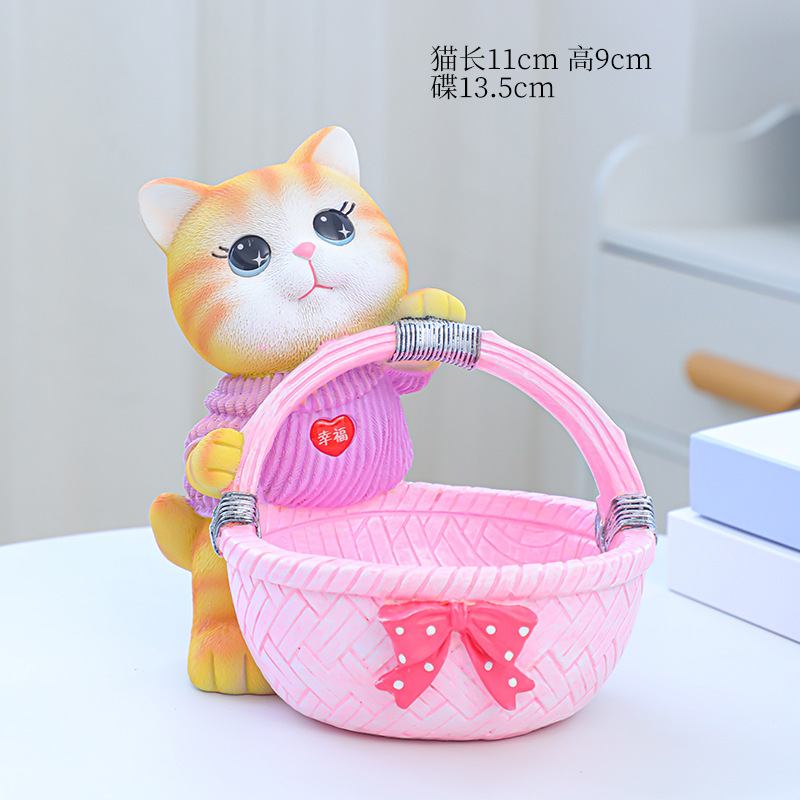 핑크 고양이 저장 장식품/야채 바구니