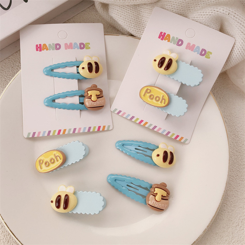 Caricatura serie de abrazaderas de abejas adorables tarjeta de miel de niña clip de corazón BB lateral clip de cabello fruncado clip de cabello tocado