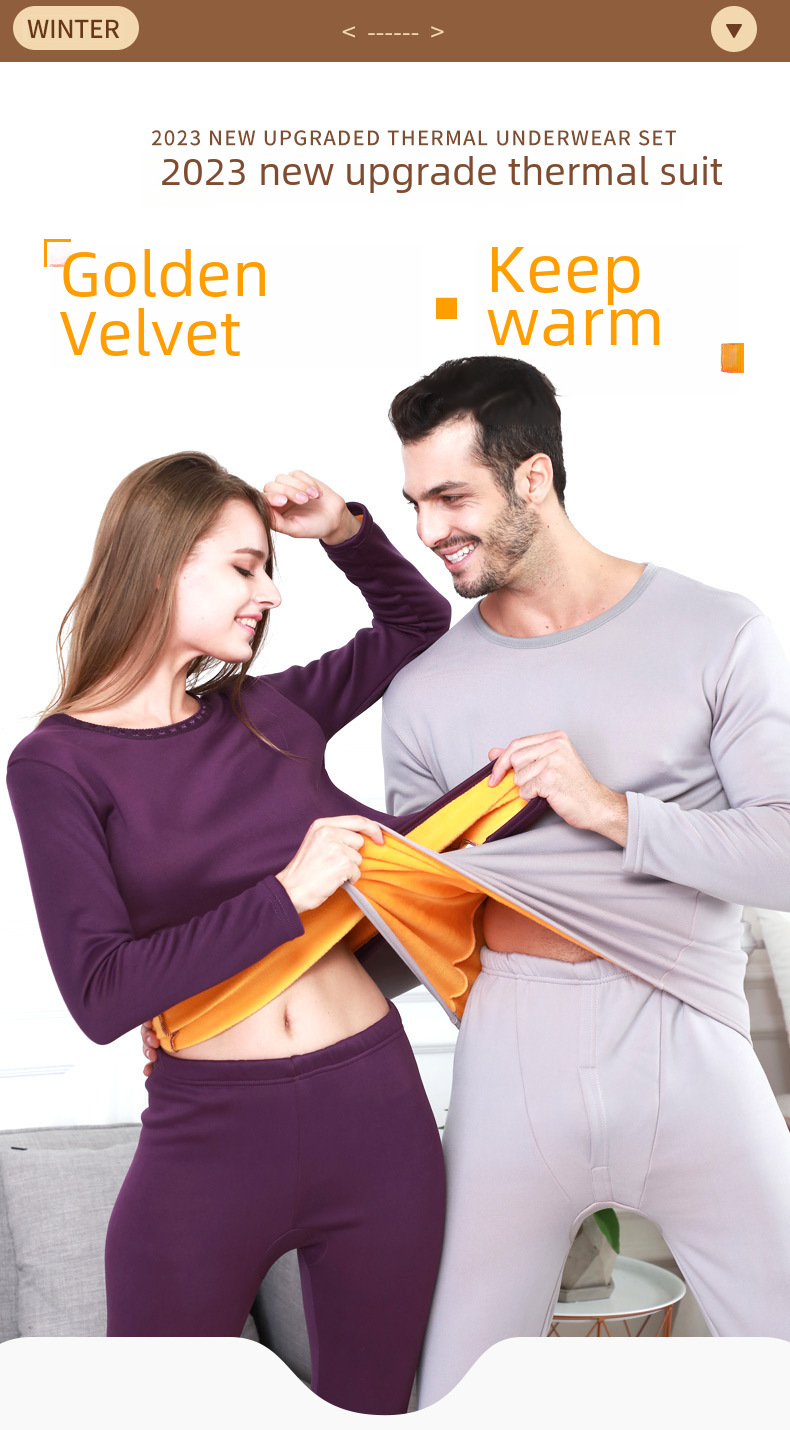 Winter plus fertilizer to increase thermal underwear women plus velvet padded cold cotton sweater men's large size autumn clothes autumn pants wholesale