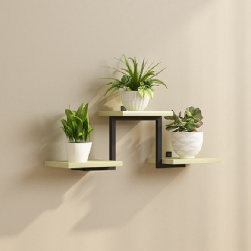 Estante de pared estante de flores decoración moderna simple partición de pared simple hierro forjado estante multicapa perforación