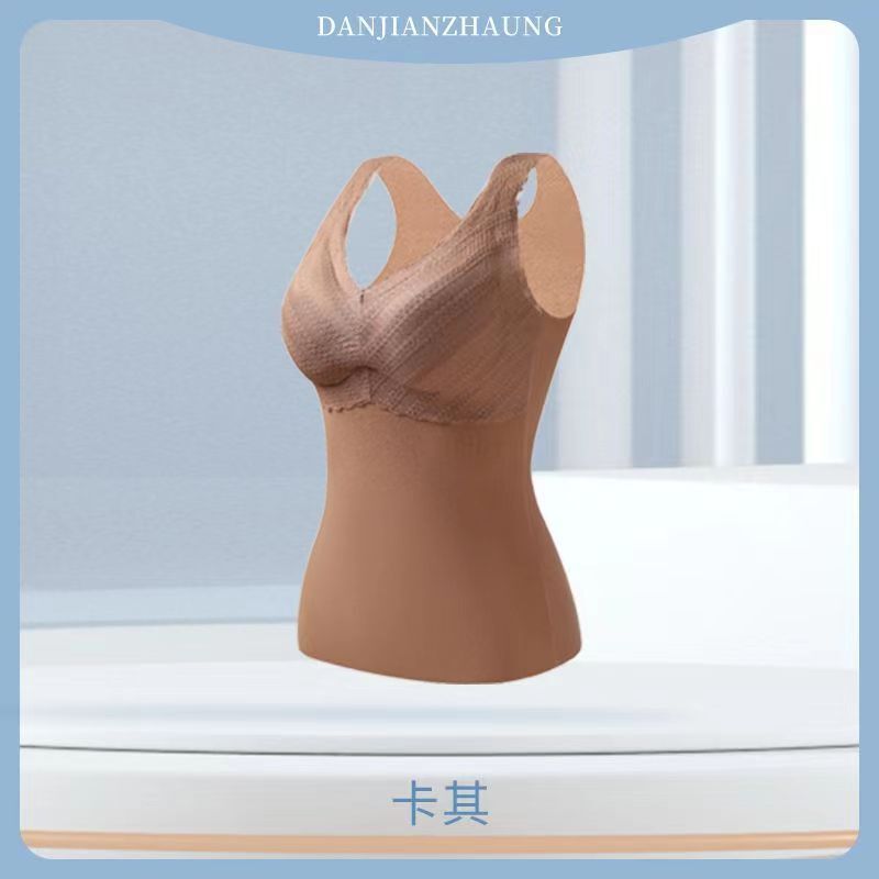 德绒秋冬保暖内衣秋衣背心女加绒加厚带胸罩一体套装文胸上衣发热|undefined