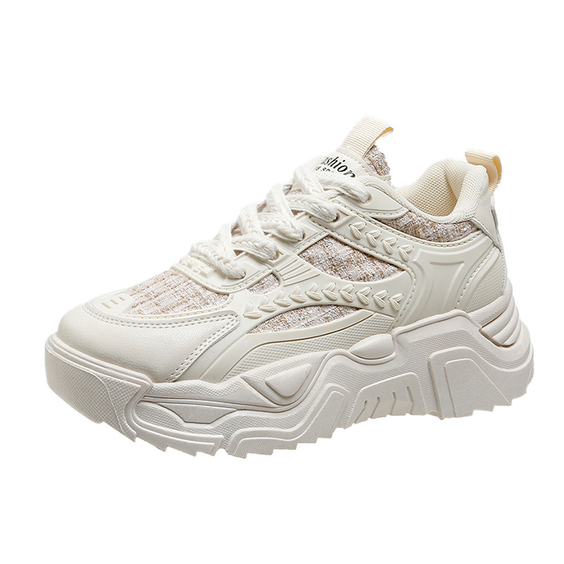 Zapatos deportivos de mujer 2025 nuevos zapatos de moda coreanos de otoño zapatos casuales de suela gruesa para mujeres running cordones zapatos de papá