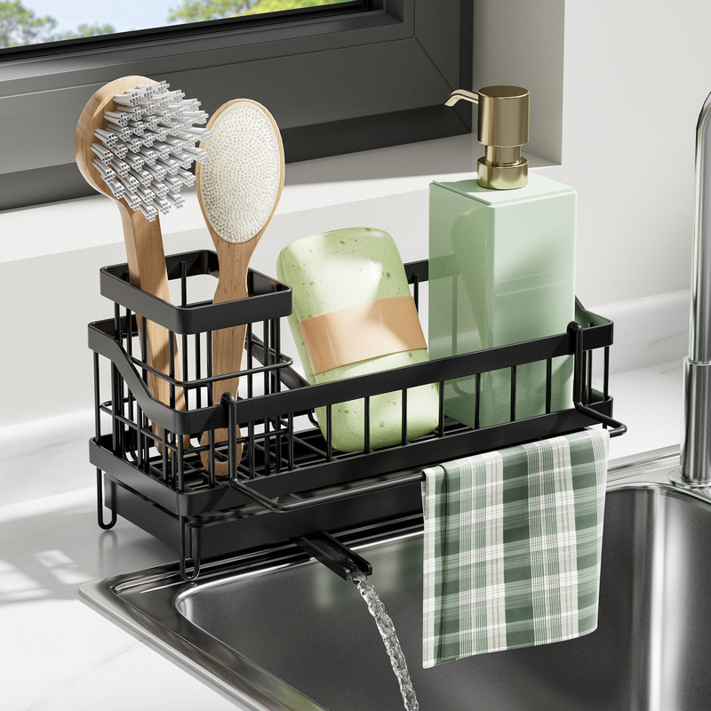 Cross-Border Kitchen Storage Rack, Cloth Storage and Draining Rack, No-Drill Household Shelf, Sink Faucet Sink Organizer