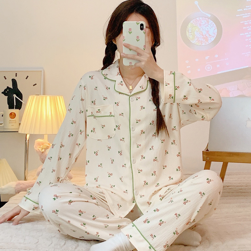 Pajamas Women's Spring and Autumn Long Sleeve 2023 New Summer Cute Thin Autumn and Winter Girl's Home Suit