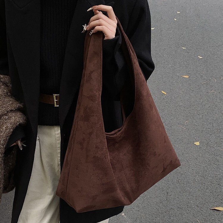 Suede Bag Women's 2024 New Autumn and Winter Large Capacity Frosted Leather Shoulder Bag Premium Texture Commuter Tote Bag