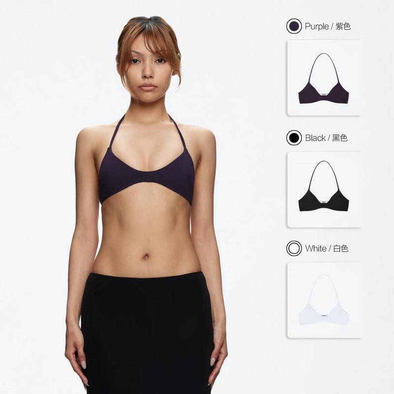 American Pure Desire Tank Air Halterneck Triangle Cup Suspender Sexy Multi-Color Double-Layer Inner Mini Vest Top for Women