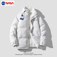 NASA千鸟格羽绒棉服男士冬季潮牌羊羔绒外套棉袄情侣款保暖棉衣女