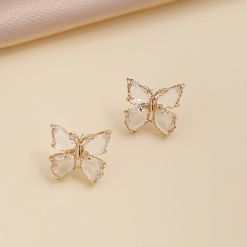 Fashion multicolor zircon butterfly copper necklace earring