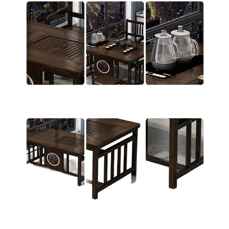 Mesa de té de balcón, pequeña oficina doméstica, mesa de té, hervidor de madera sólida, mesa de té integrada