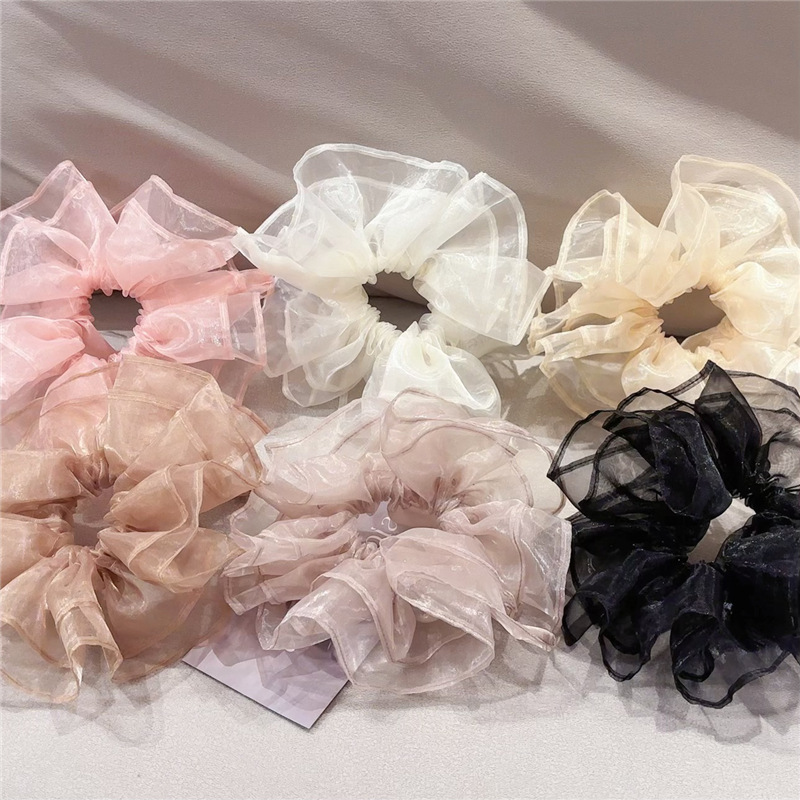 Atmosphärisches Organza Haargummi Großer Fächerförmiger Duttring_voghion.com