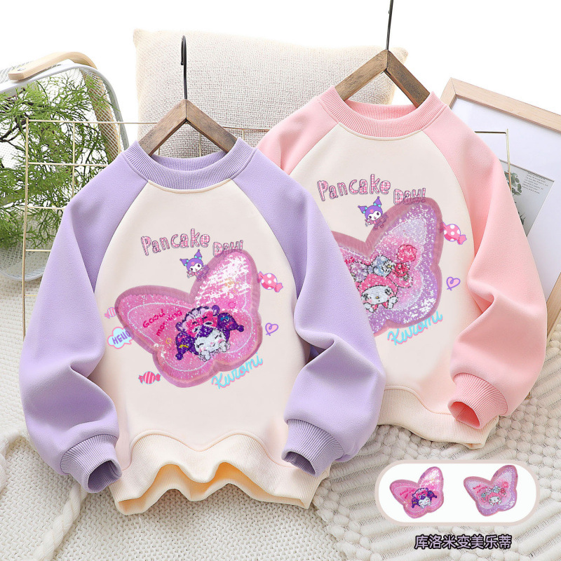 女童衣服洋气卫衣2025新款中大童亮片可变儿童上衣