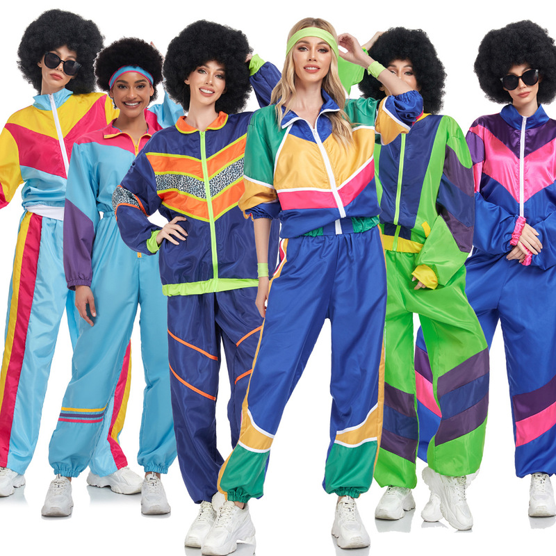 Amazon Halloween couple suit retro 70s European and American disco hippie dance performance adult