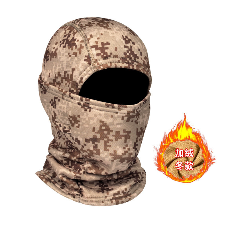Pasamontañas táctico de camuflaje grueso para invierno, protección facial térmica para ciclismo o deportes al aire libre