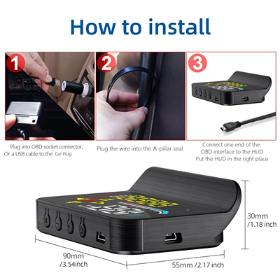 Vehicle HUD with OBD Projection, Color