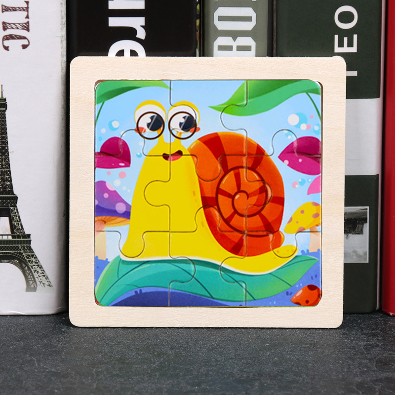 Puzzle pequeño plano de madera de 9 piezas Animal Ocean Traffic Kindergarten Educación temprana Juguetes educativos Puzzle simple de entrada