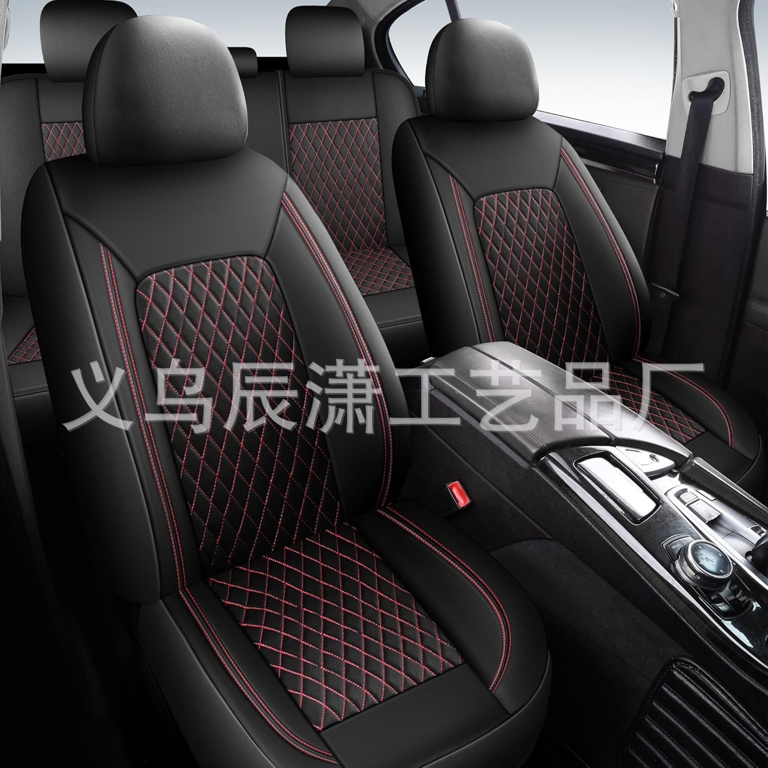 Cross-Border Hot-Selling New Model Single-Line Diamond Quilted Embroidered Pu Leather Universal Car Seat Cover 5-Seater Car Seat Cushion