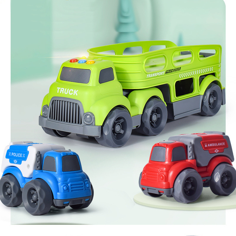 Cross-border Amazon children's engineering truck toy transport truck model music storage trailer truck transporter Cross-border Amazon children's engineering truck toy transport truck model music storage trailer truck transporter
