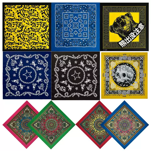 Cotton 54* 54cm Palace Flower 28g Headscarf Square Scarf Cycling Outdoor Swimming Hip-Hop Face Towel Decoration in Stock