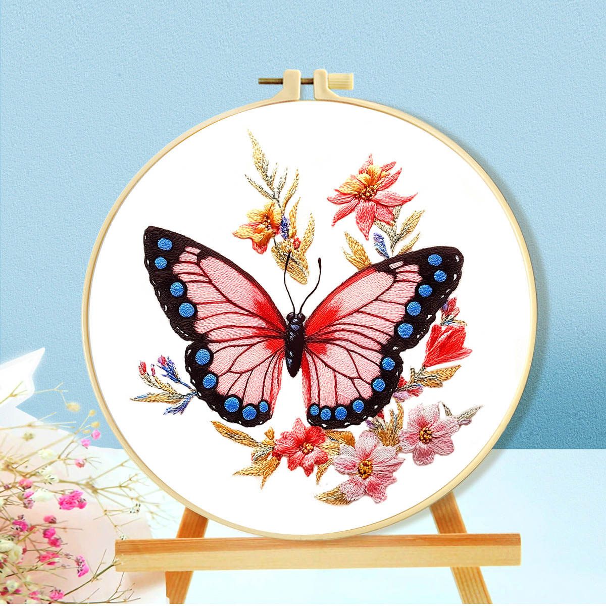 Kit de punto de cruz transfronterizo con cuatro mariposas, venta directa de fábrica, kit de punto de cruz impreso DIY para principiantes, hecho a mano.
