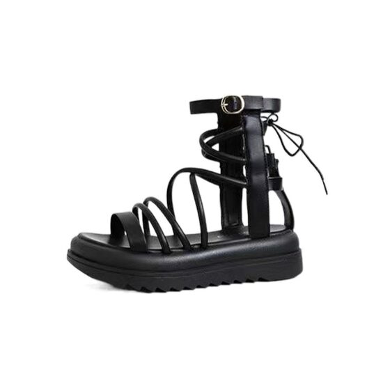 Small Academy Style Roman Shoes 2023 Summer New Round Toe Outfit Platform Sole Mori Style Sandals Korean Style