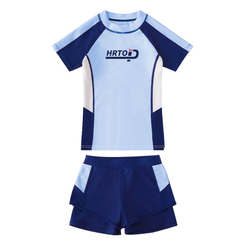 Huurun traje de baño para niños traje de baño de dos piezas para niñas nuevo estudiante deportivo mediano y grande traje de baño profesional para niños al por mayor