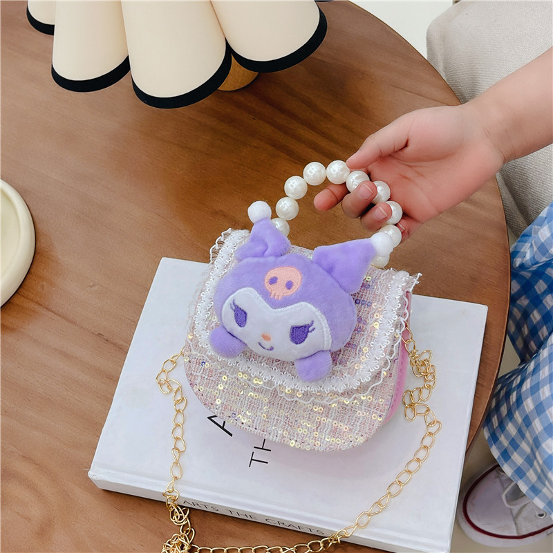 Estilo coreano de los niños bolsa de mensajero estilo occidental princesa bolso de hombro conejo de dibujos animados perla bolso niñas monedero al por mayor
