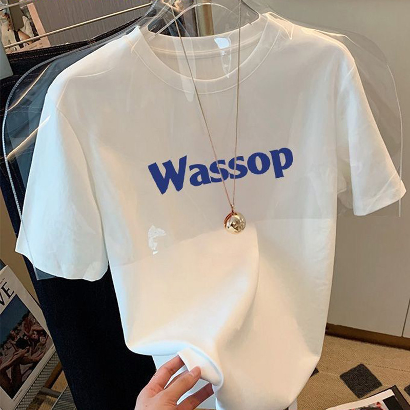 WASSOP-흰색 짧은 소매