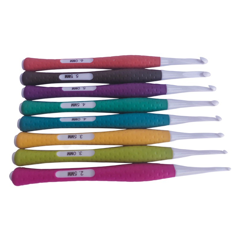 Herramientas de tejer suéter aguja TPR silicona color plástico crochet PC cabeza crochet un conjunto de 8 OPP bolsa embalaje