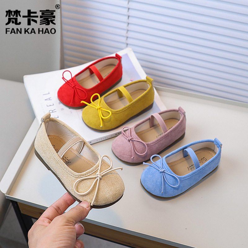 Van Ka Hao Children's Mary Jane Leather Shoes 2026 Spring and Autumn New Style Girls' Bow Princess Shoes Soft Sole Dance Shoes