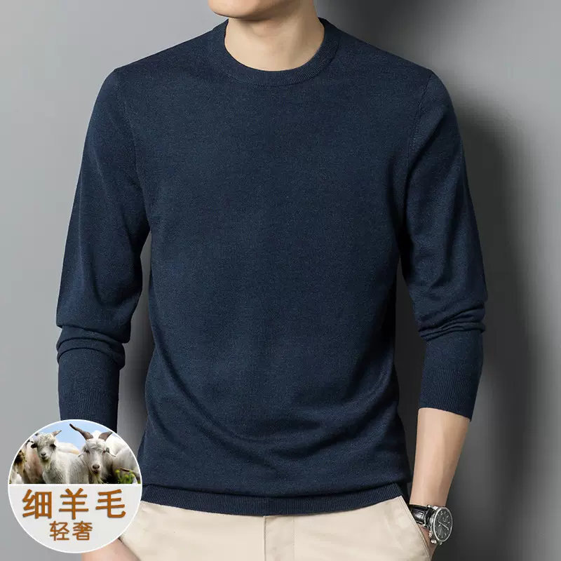 2024毛衣男秋冬新款上衣针织衫羊毛净版男圆领宽松纯色毛衣羊毛衫