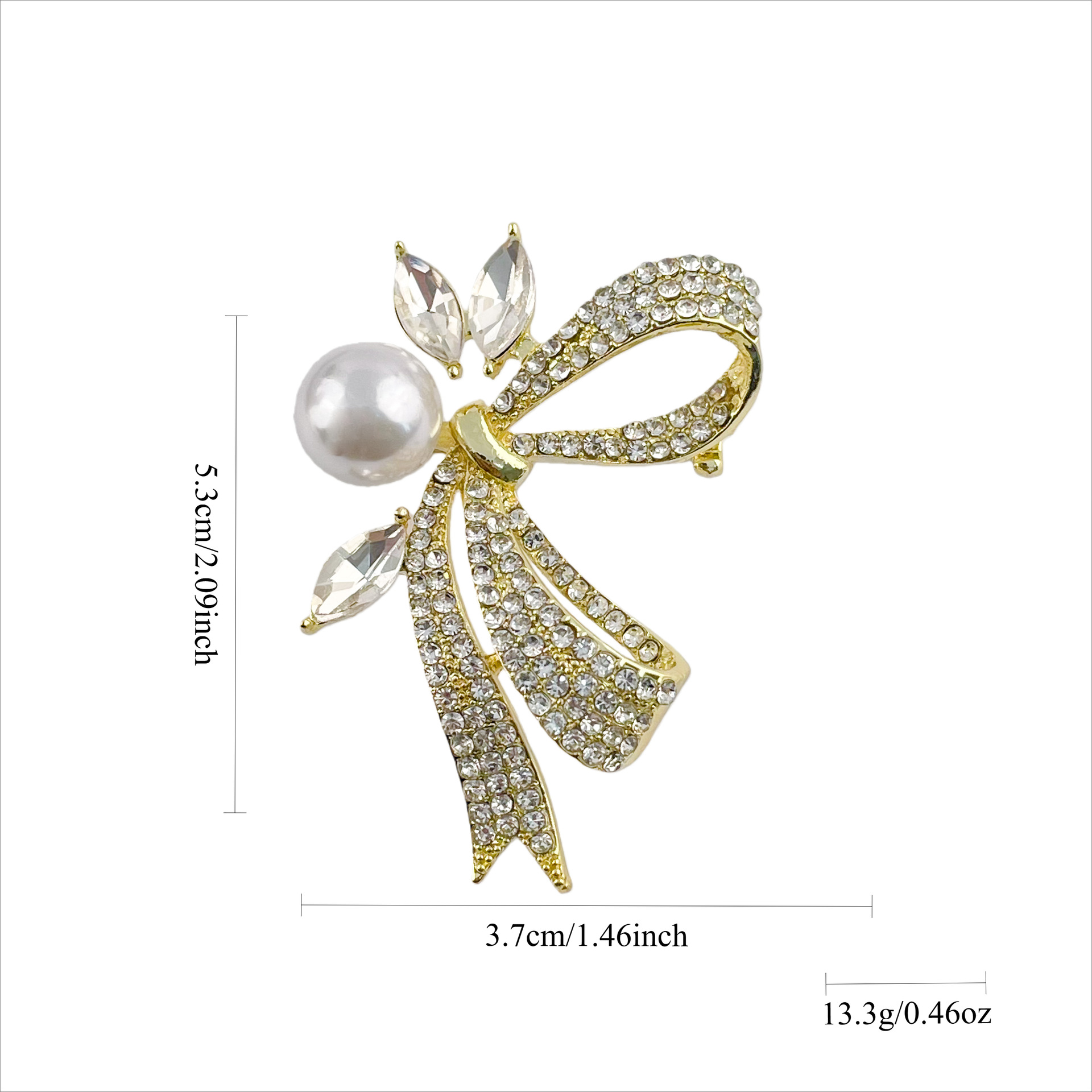 Exquisite Pearl Brooch With Diamond Bow Elegant Women Accessory_voghion.com
