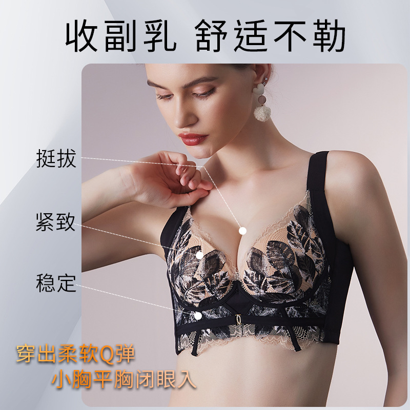 Autumn and Winter New Five-button Essential Oil Thick Cup Fashionable Side Collector Push-up Adjustable Body Beauty Underwear Shaping Small Chest