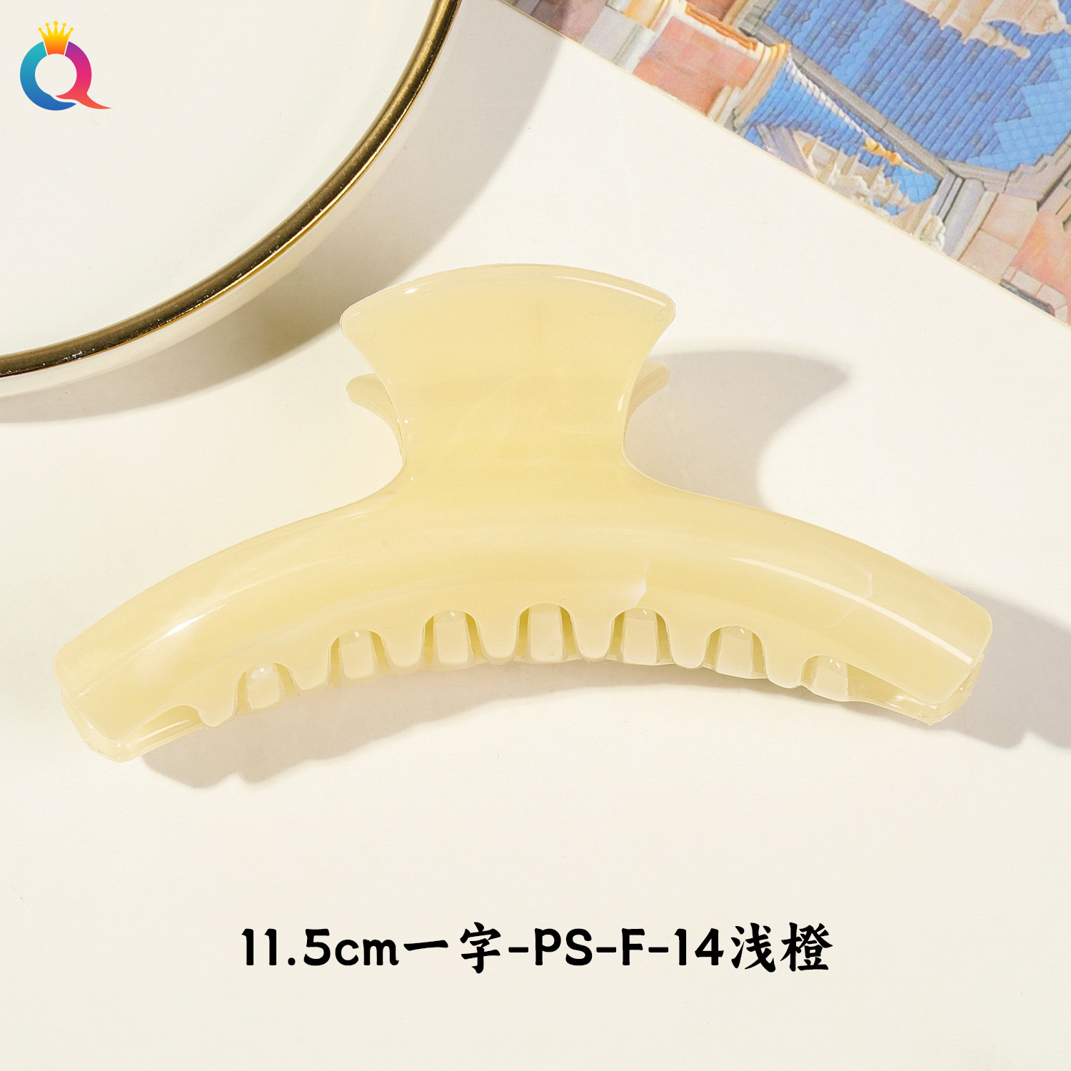 Qiyue Grenzüberschreitende neue bunte Pulvermarmor High-End Haarspange, koreanische Fischgrät-Haarspange Haarspange für die Rückseite des Kopfes Hai-Haarspange