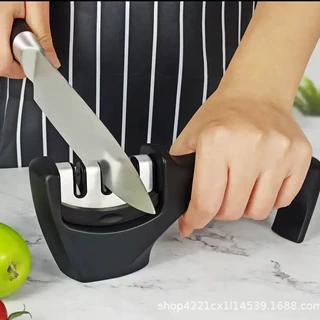 家用三段快速烟斗磨刀器神器手持厨房磨刀石地摊磨刀工具厂家批发