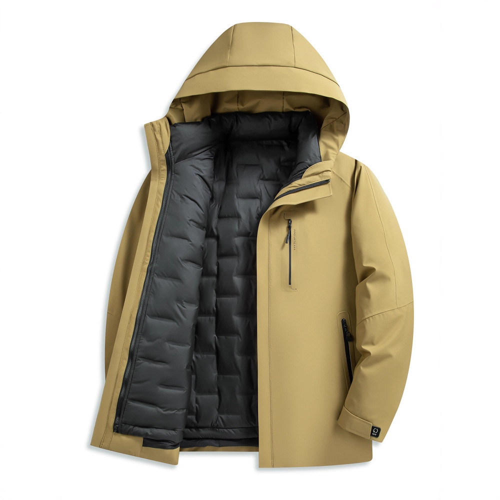 Down Jacket Men's Winter Windproof and Cold-Proof Outdoor Jacket 90 White Goose down Warm Mid-Length Jacket Source Wholesale