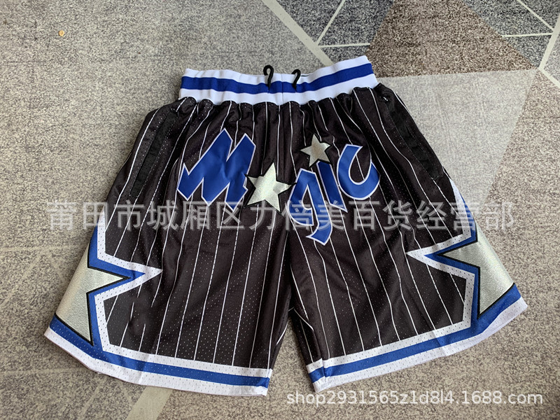 Comercio exterior pantalones de fútbol al por mayor Warriors Lakers 76 caliente Raptor mágico bolsillo bordado pantalones cortos pantalones de baloncesto NFL