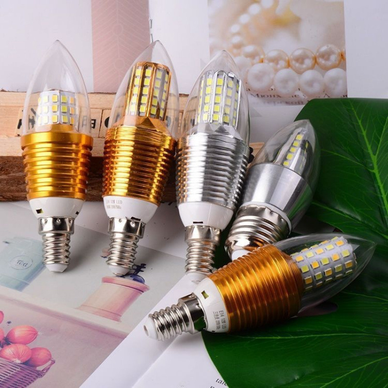 LED super bright bulb, candle, with screw socket, three colors